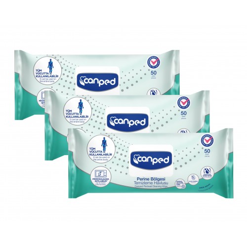 Canped Perine Bölgesi Temizleme Havlusu 50 li x 3 Adet